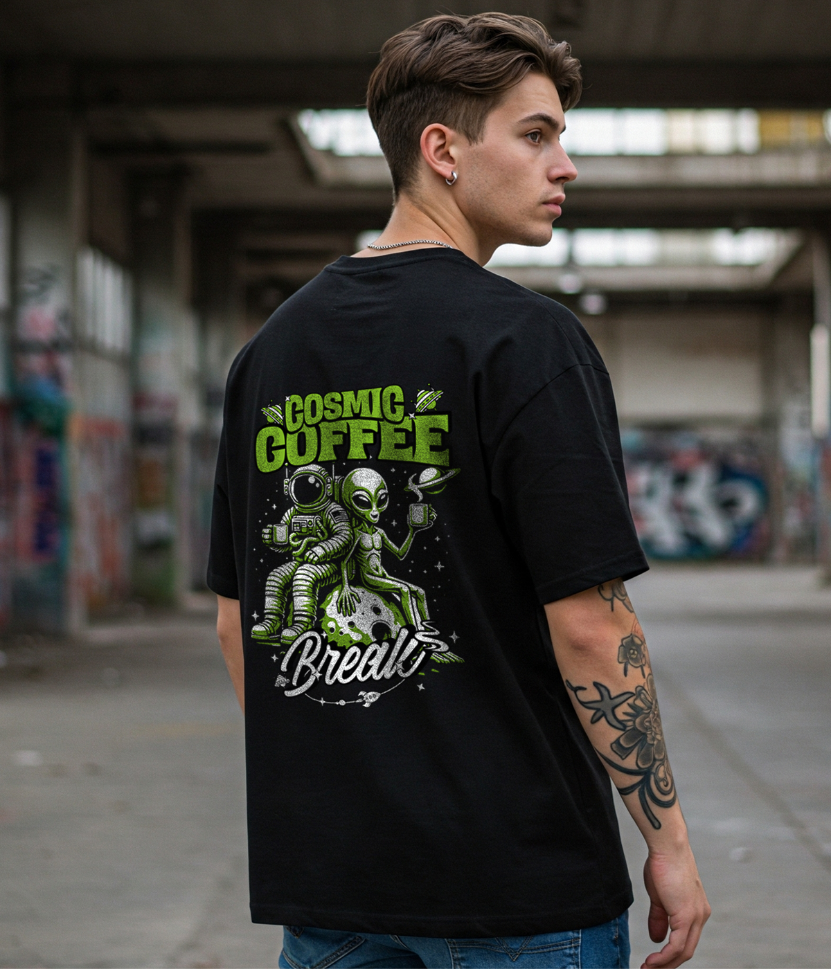 Cosmic Coffee Break – Unisex Oversized Classic T-Shirt