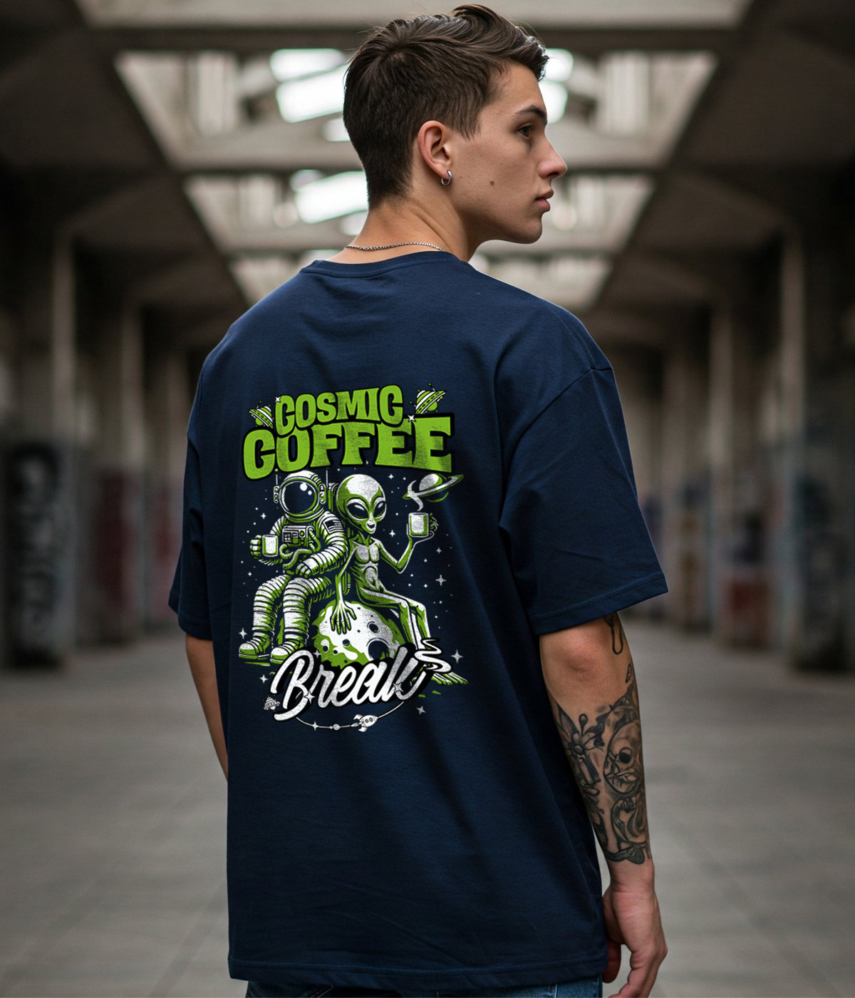 Cosmic Coffee Break – Unisex Oversized Classic T-Shirt