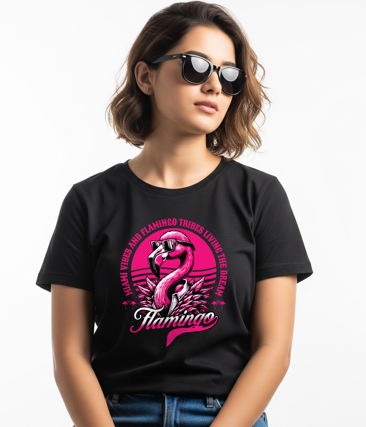 Flamingo: Miami Vibes Tropical Graphic Classic T-Shirt