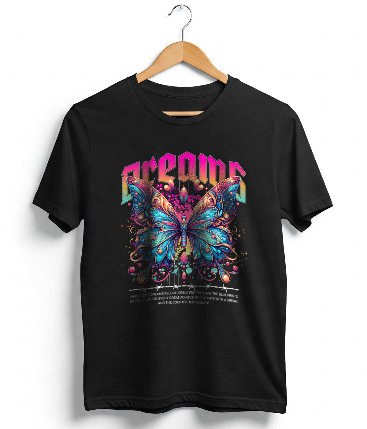 Dreams Butterfly Graphic Classic Crew T-Shirt