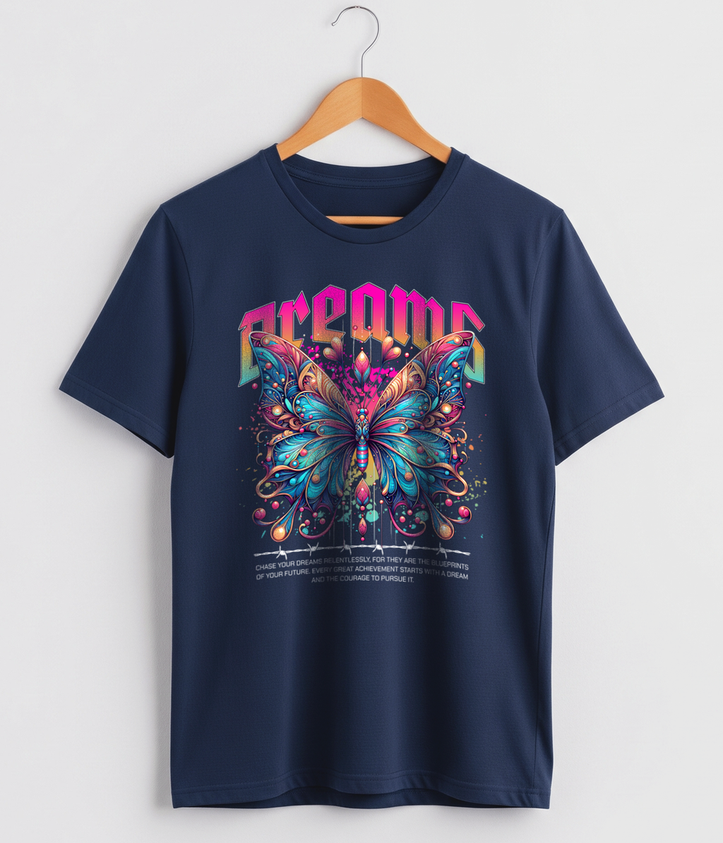 Dreams Butterfly Graphic Classic Crew T-Shirt