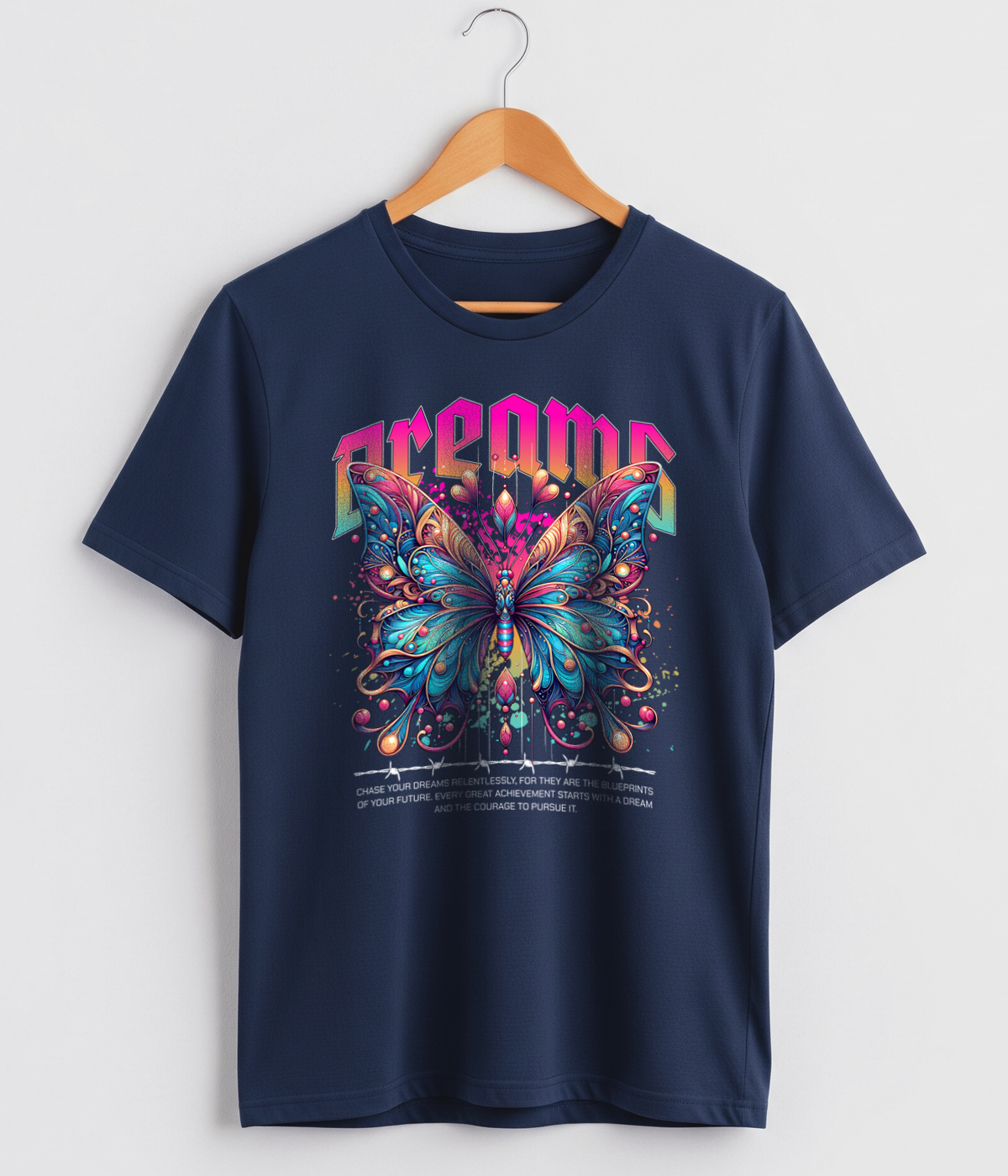 Dreams Butterfly Graphic Classic Crew T-Shirt